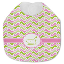Pink & Green Geometric Jersey Knit Baby Bib w/ Name and Initial