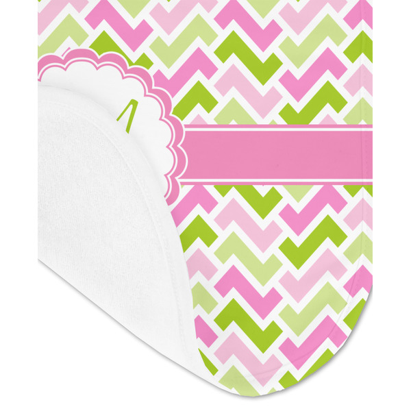 Pink & Green Geometric Baby Bib - AFT detail