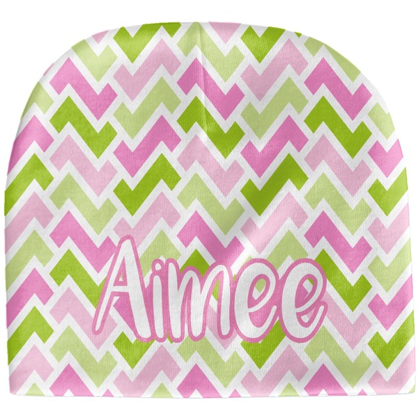 Custom Pink & Green Geometric Baby Hat (Beanie) (Personalized)