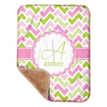 Pink & Green Geometric Sherpa Baby Blanket - 30" x 40" w/ Name and Initial