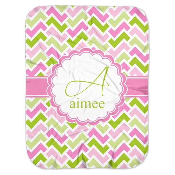Custom Pink & Green Geometric Baby Swaddling Blanket (Personalized)