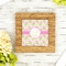 Pink & Green Geometric Bamboo Trivet with 6" Tile - LIFESTYLE
