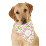 Pink & Green Geometric Dog Bandana Scarf w/ Name and Initial