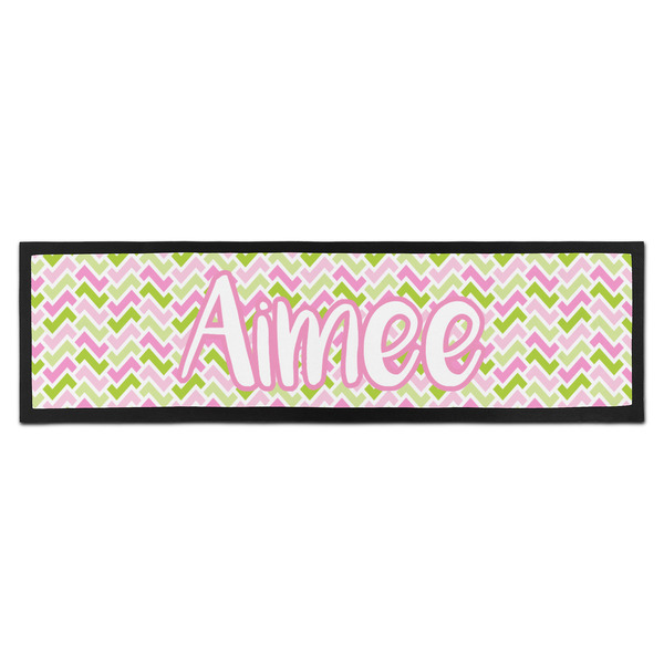 Custom Pink & Green Geometric Bar Mat - Large (Personalized)