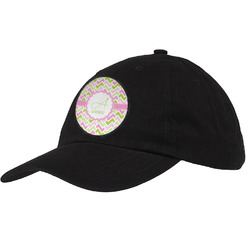 Pink & Green Geometric Baseball Cap - Black (Personalized)