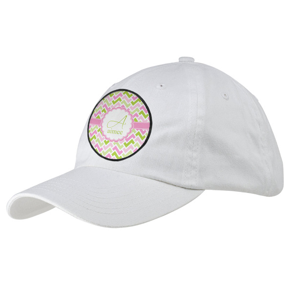 Custom Pink & Green Geometric Baseball Cap - White (Personalized)