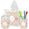 Pink & Green Geometric Acrylic Bathroom Accessories Set w/ Name and Initial