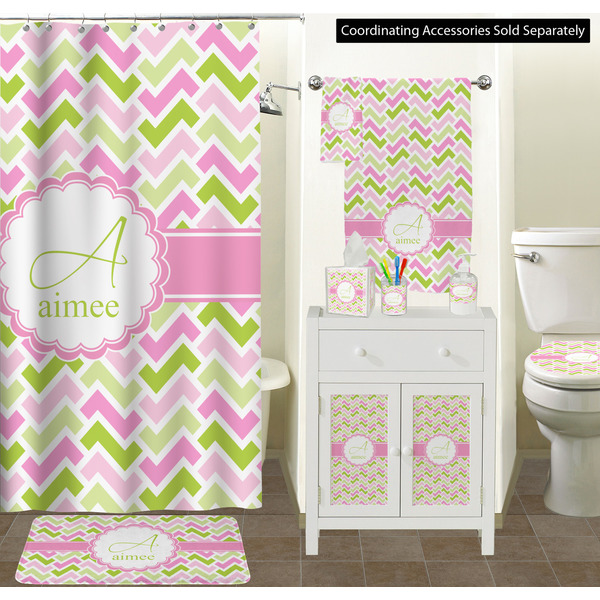 Pink & Green Geometric Bathroom Scene