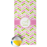 Pink & Green Geometric Beach Towel (Personalized)