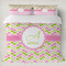 Pink & Green Geometric Bedding Set- King Lifestyle - Duvet