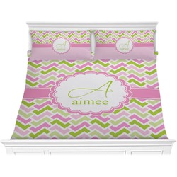 Pink & Green Geometric Comforter Set - King (Personalized)