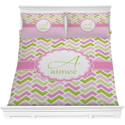 Pink & Green Geometric Comforter Set - Full / Queen (Personalized)