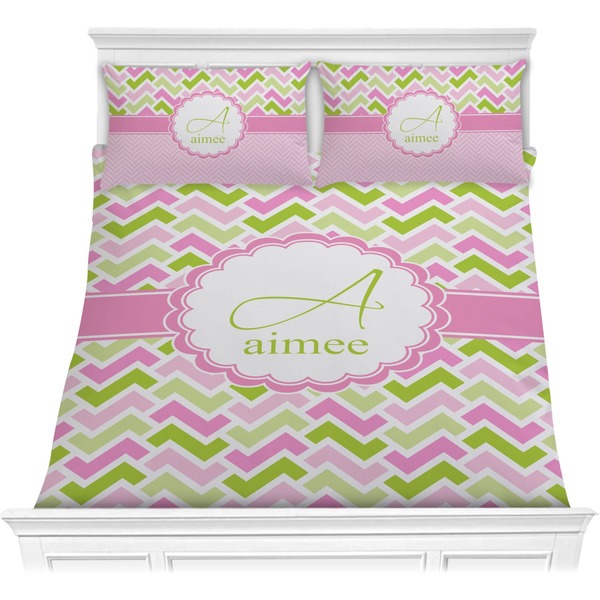 Custom Pink & Green Geometric Comforters (Personalized)