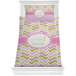 Pink & Green Geometric Comforter Set - Twin XL (Personalized)