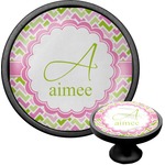 Pink & Green Geometric Cabinet Knob (Black) (Personalized)