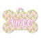 Pink & Green Geometric Bone Shaped Dog ID Tag (Personalized)
