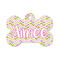 Pink & Green Geometric Bone Shaped Dog ID Tag - Small (Personalized)
