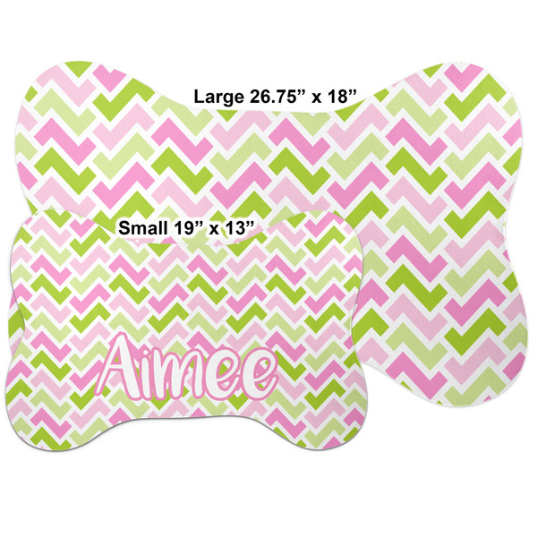Pink & Green Geometric Bone Shaped Mat Comparison