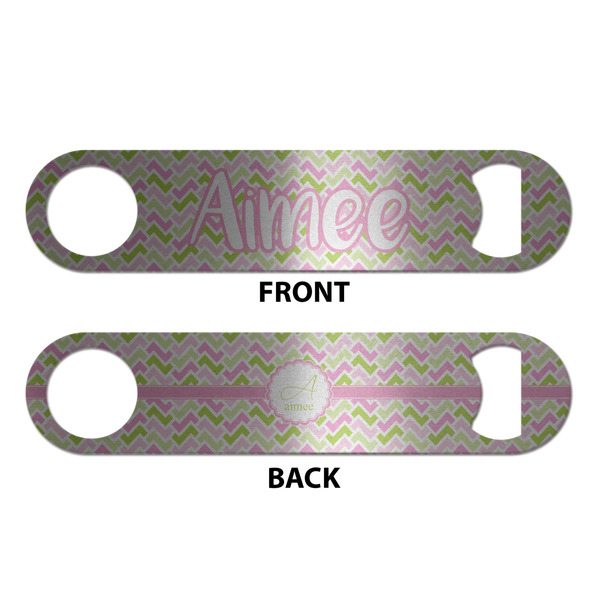 Pink & Green Geometric Bottle Opener - Front & Back