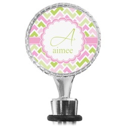 Pink & Green Geometric Wine Bottle Stopper (Personalized)