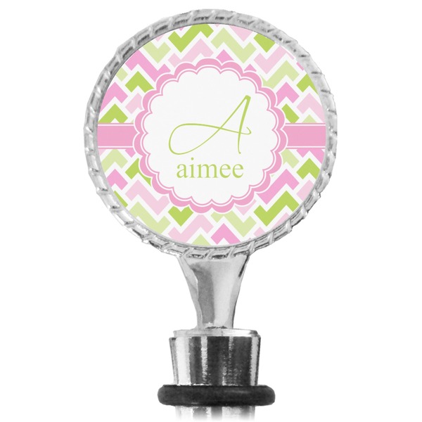 Pink & Green Geometric Bottle Stopper Main View