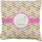 Pink & Green Geometric Burlap Pillow 16"