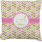 Pink & Green Geometric Faux-Linen Throw Pillow 16" (Personalized)