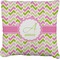 Pink & Green Geometric Burlap Pillow 18"