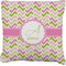 Pink & Green Geometric Faux-Linen Throw Pillow 18" (Personalized)
