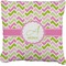 Pink & Green Geometric Burlap Pillow 22"