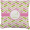 Pink & Green Geometric Faux-Linen Throw Pillow 20" (Personalized)
