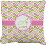 Pink & Green Geometric Faux-Linen Throw Pillow 26" (Personalized)