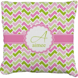 Pink & Green Geometric Faux-Linen Throw Pillow 26" (Personalized)