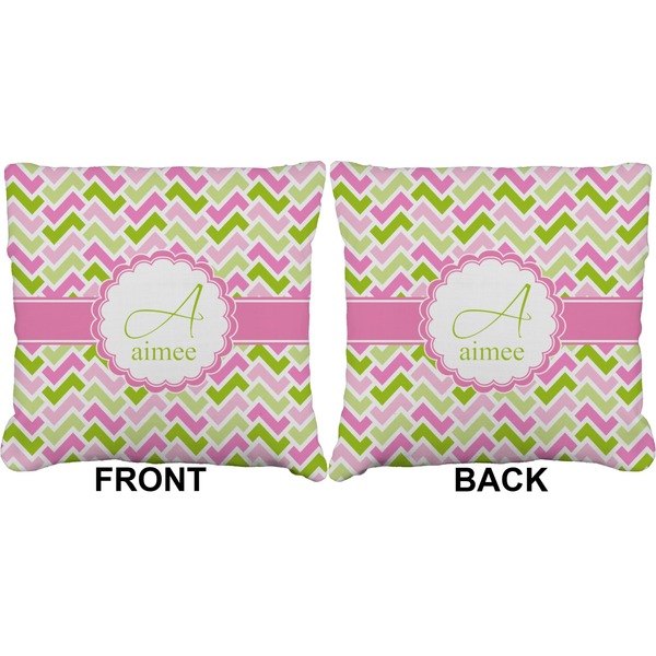 Pink & Green Geometric Burlap Pillow Approval