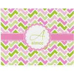 Pink & Green Geometric Woven Fabric Placemat - Twill w/ Name and Initial