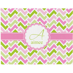 Pink & Green Geometric Woven Fabric Placemat - Twill w/ Name and Initial