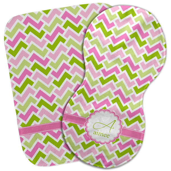Custom Pink & Green Geometric Burp Cloth (Personalized)