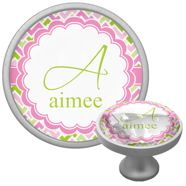 Custom Pink & Green Geometric Cabinet Knob (Personalized)