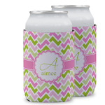 Pink & Green Geometric Can Cooler (12 oz) w/ Name and Initial
