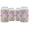 Pink & Green Geometric Can Cooler (12 oz) - Set of 4 w/ Name and Initial