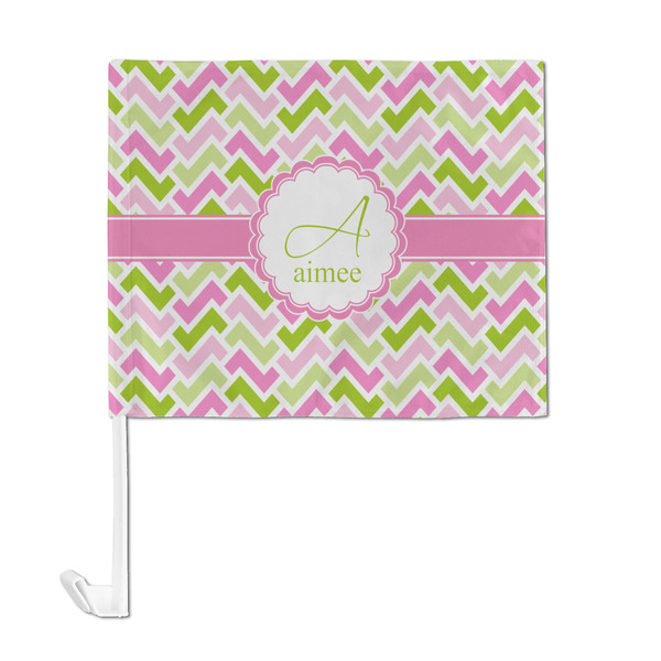Pink & Green Geometric Car Flag - Large - FRONT