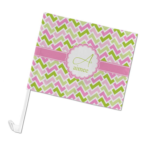 Custom Pink & Green Geometric Car Flag - Large (Personalized)