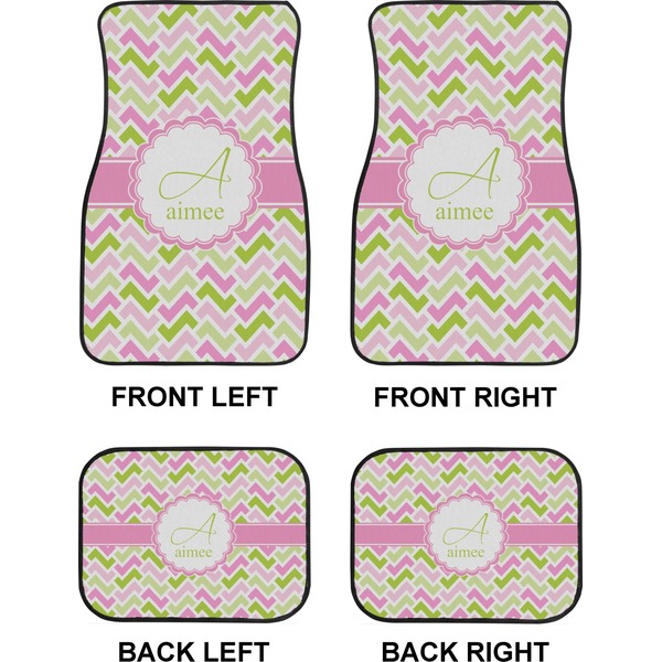 Pink & Green Geometric Car Floor Mats Set (2F + 2B)