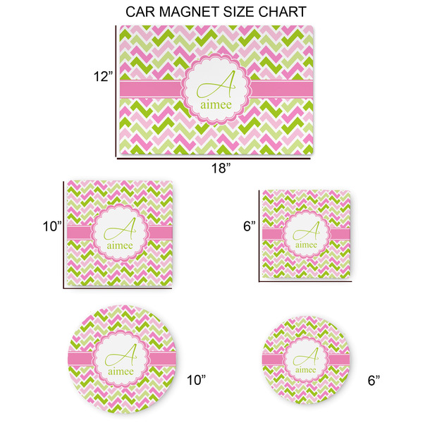 Pink & Green Geometric Car Magnets - SIZE CHART