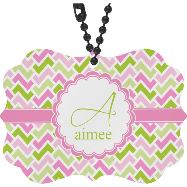 Custom Pink & Green Geometric Rear View Mirror Decor (Personalized)