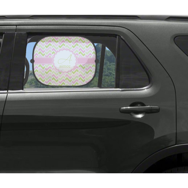 Pink & Green Geometric Car Sun Shade Black - In Car Window