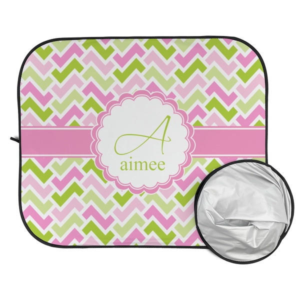 Pink & Green Geometric Car Sun Shades - FOLDED & UNFOLDED