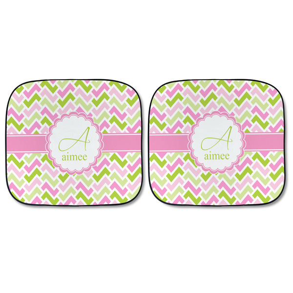 Pink & Green Geometric Car Sun Shades - FRONT
