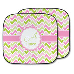 Pink & Green Geometric Car Sun Shade - Two Piece (Personalized)