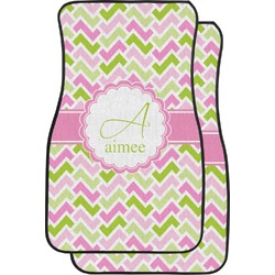 Pink & Green Geometric Car Floor Mats (Front Seat) (Personalized)